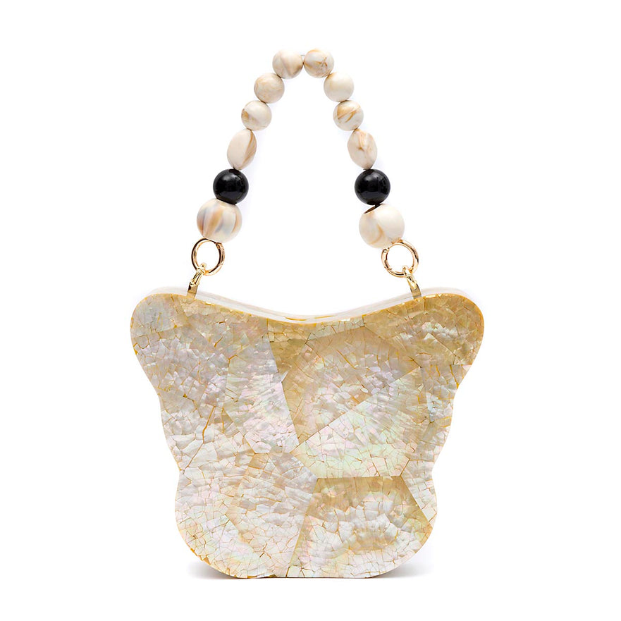 BOLSA CLUTCH MADREPÉROLA MÉDIA  BORBOLETA