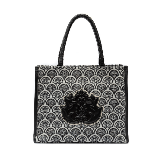 BOLSA MAXI TOTE SIRENA JACQUARD PRETO