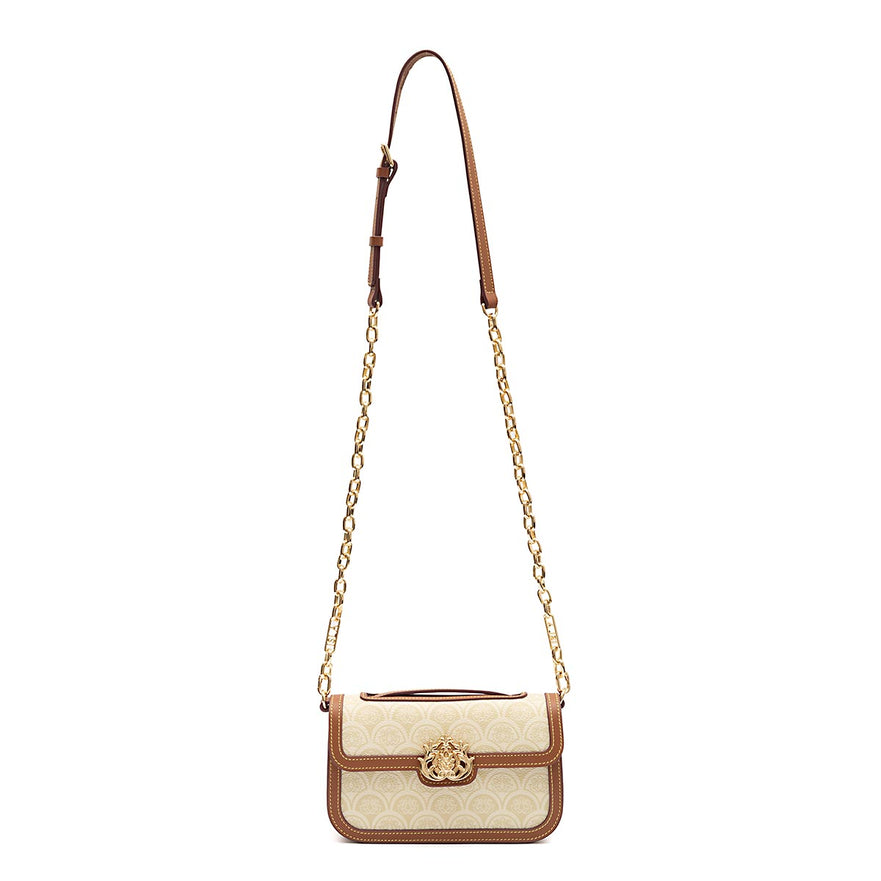 BOLSA BAGUETE SIRENA MÉDIA MONOGRAMA CANVAS CREME