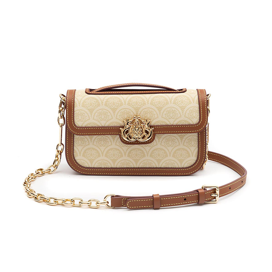 BOLSA BAGUETE SIRENA MÉDIA MONOGRAMA CANVAS CREME