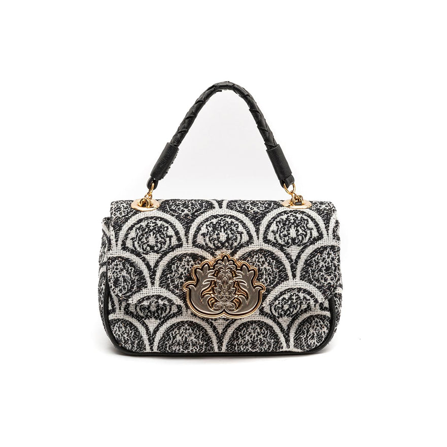 BOLSA MINI  BAGUETE SIRENA JACQUARD PRETO