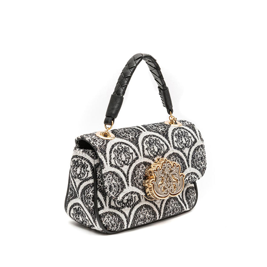 BOLSA MINI  BAGUETE SIRENA JACQUARD PRETO