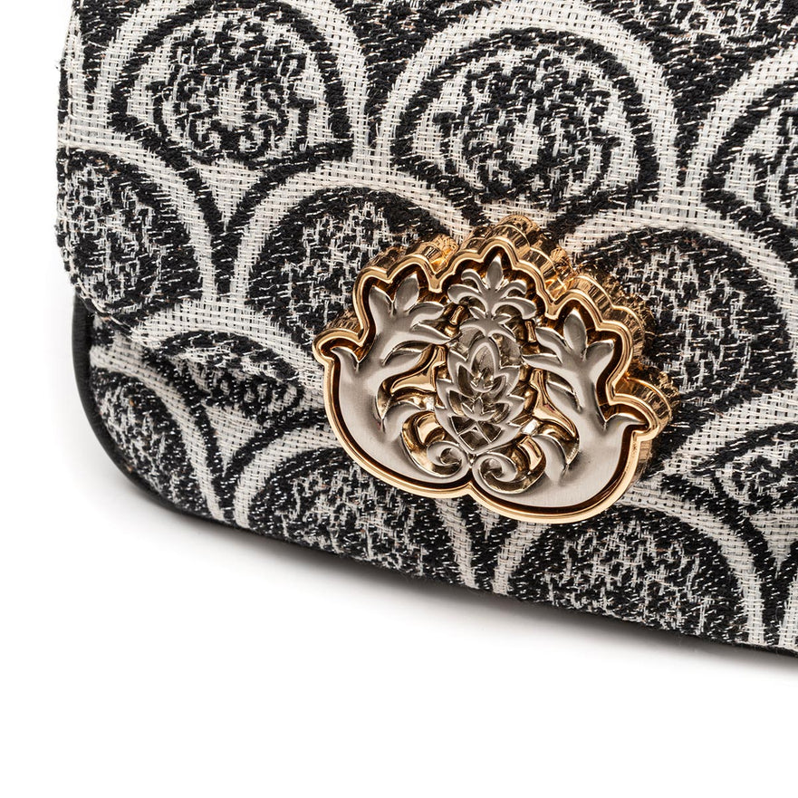 BOLSA MINI  BAGUETE SIRENA JACQUARD PRETO