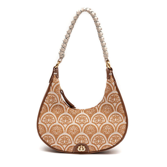 BOLSA HOBO SIRENA PEQUENA JACQUARD CARAMELO