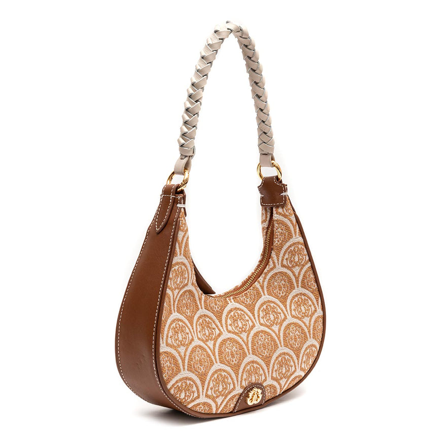 BOLSA HOBO SIRENA PEQUENA JACQUARD CARAMELO