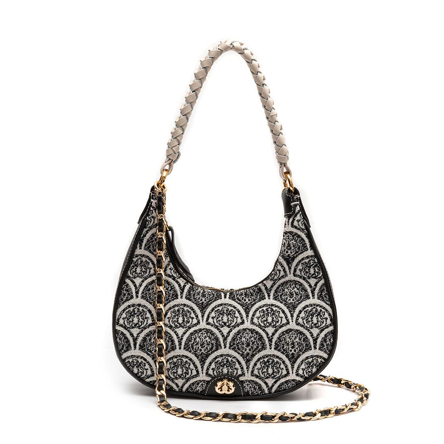 BOLSA HOBO SIRENA PEQUENA JACQUARD PRETO
