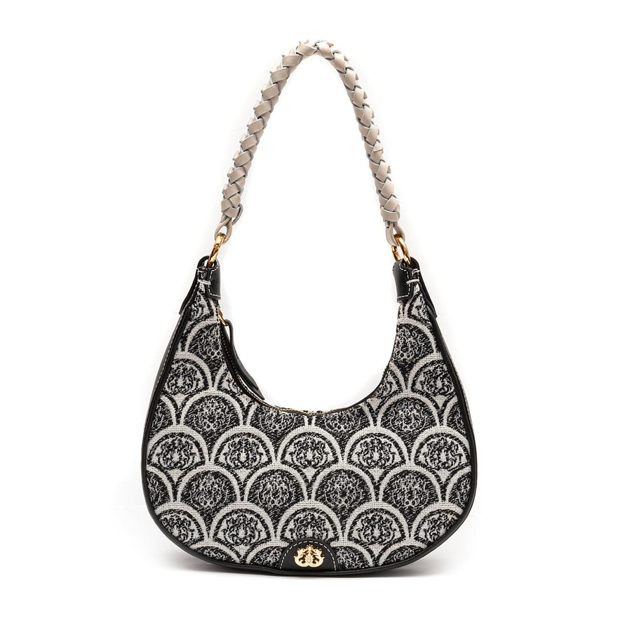 BOLSA HOBO SIRENA PEQUENA JACQUARD PRETO