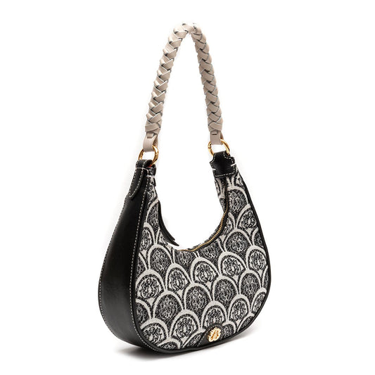 BOLSA HOBO SIRENA PEQUENA JACQUARD PRETO