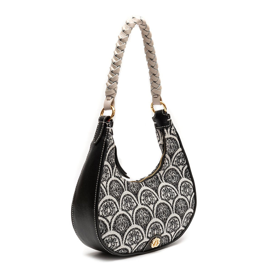 BOLSA HOBO SIRENA PEQUENA JACQUARD PRETO
