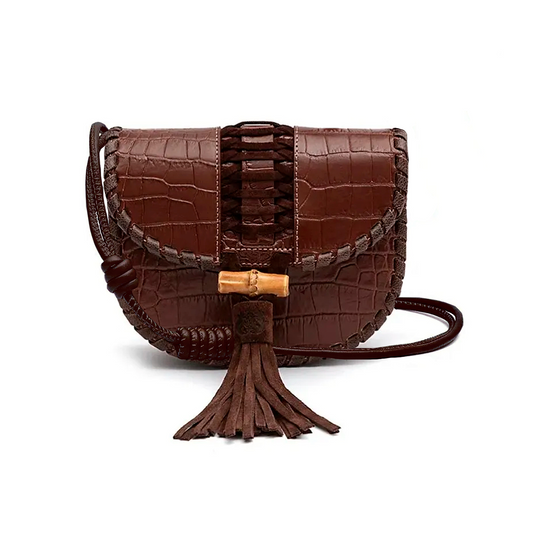 BOLSA BOX ZAIRA PEQUENA  NEW CROCO BROWNIE