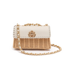 MINI SELENE RATTAN E COURO VANILLA AREIA