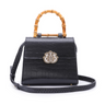 BOLSA TOP HANDLE MÉDIA COURO MAXI CROCO PRETO