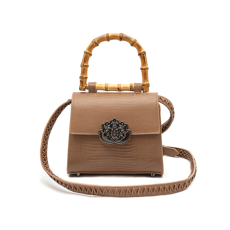 BOLSA TOP HANDLE MINI COURO LIZARD MOCHACCINO