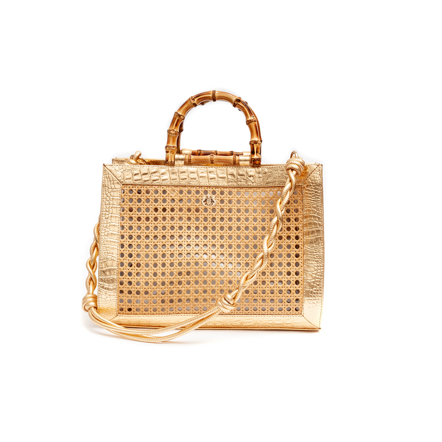 BOLSA DIANA MAXI EM COURO NATURAL E PALHA INDIANA  GOLD