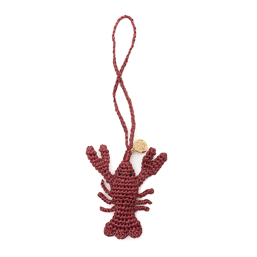 BAG CHARM CROCHÊ RÁFIA SEA ELEMENTS LAGOSTA BURGUNDY
