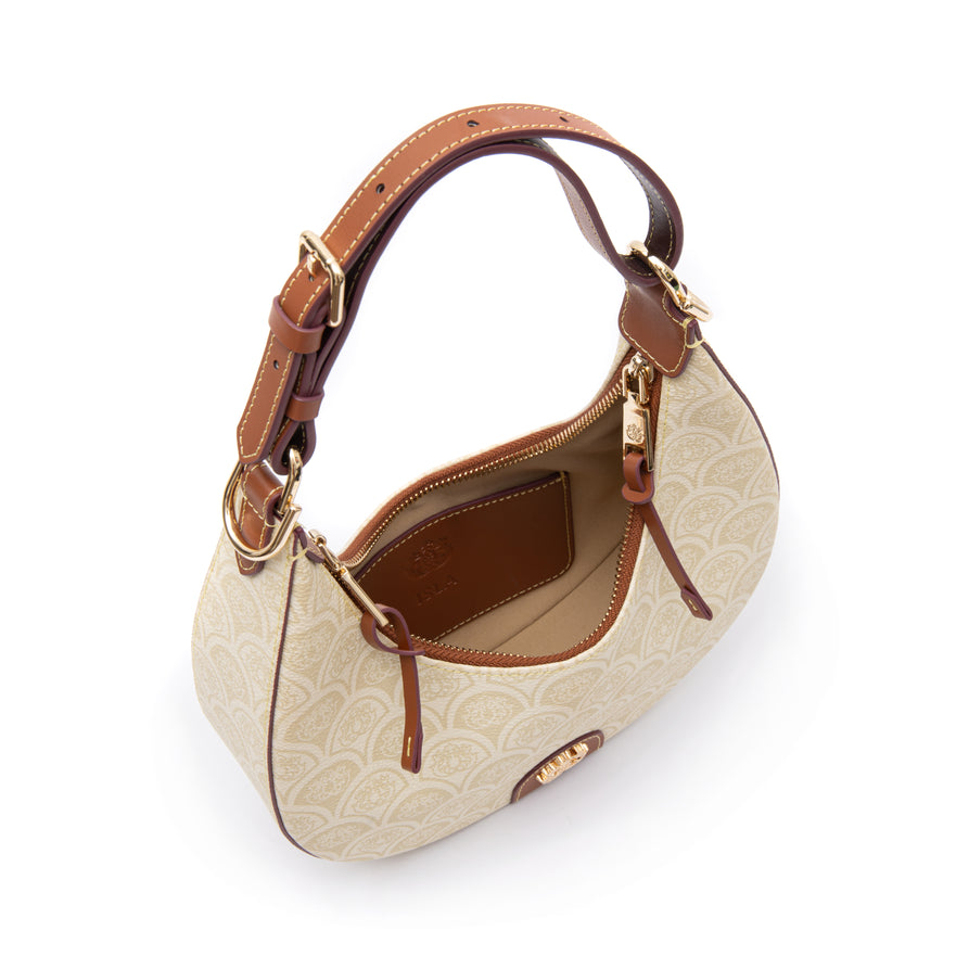 BOLSA HOBO SIRENA MÉDIA MONOGRAMA  CANVAS CREME